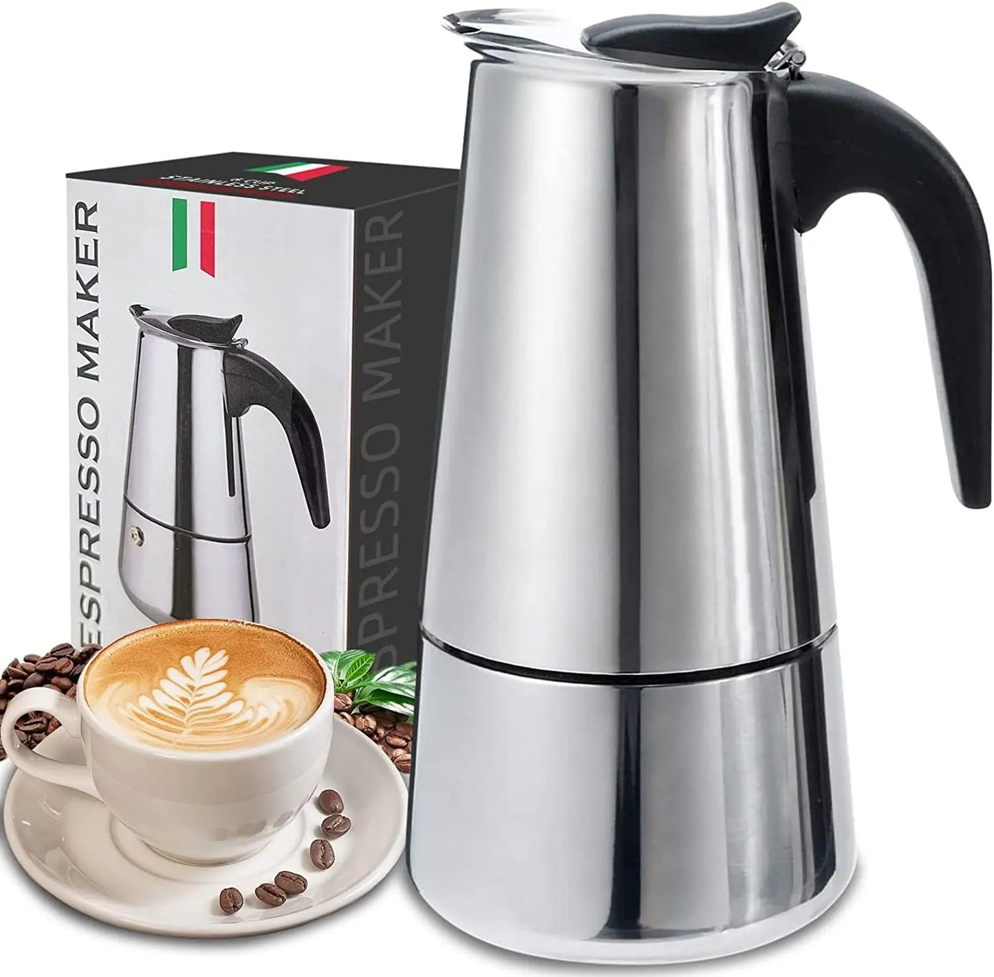 ☕🔥 Cafetera Italiana Acero Inoxidable 12 Tazas – Café Rápido para Todos, Sin Colar