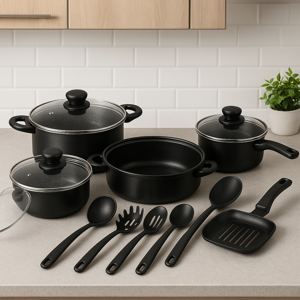 ✨ Set de Ollas Antiadherentes 13 Piezas – Cocina con Estilo, Sirve con Sabor ✨