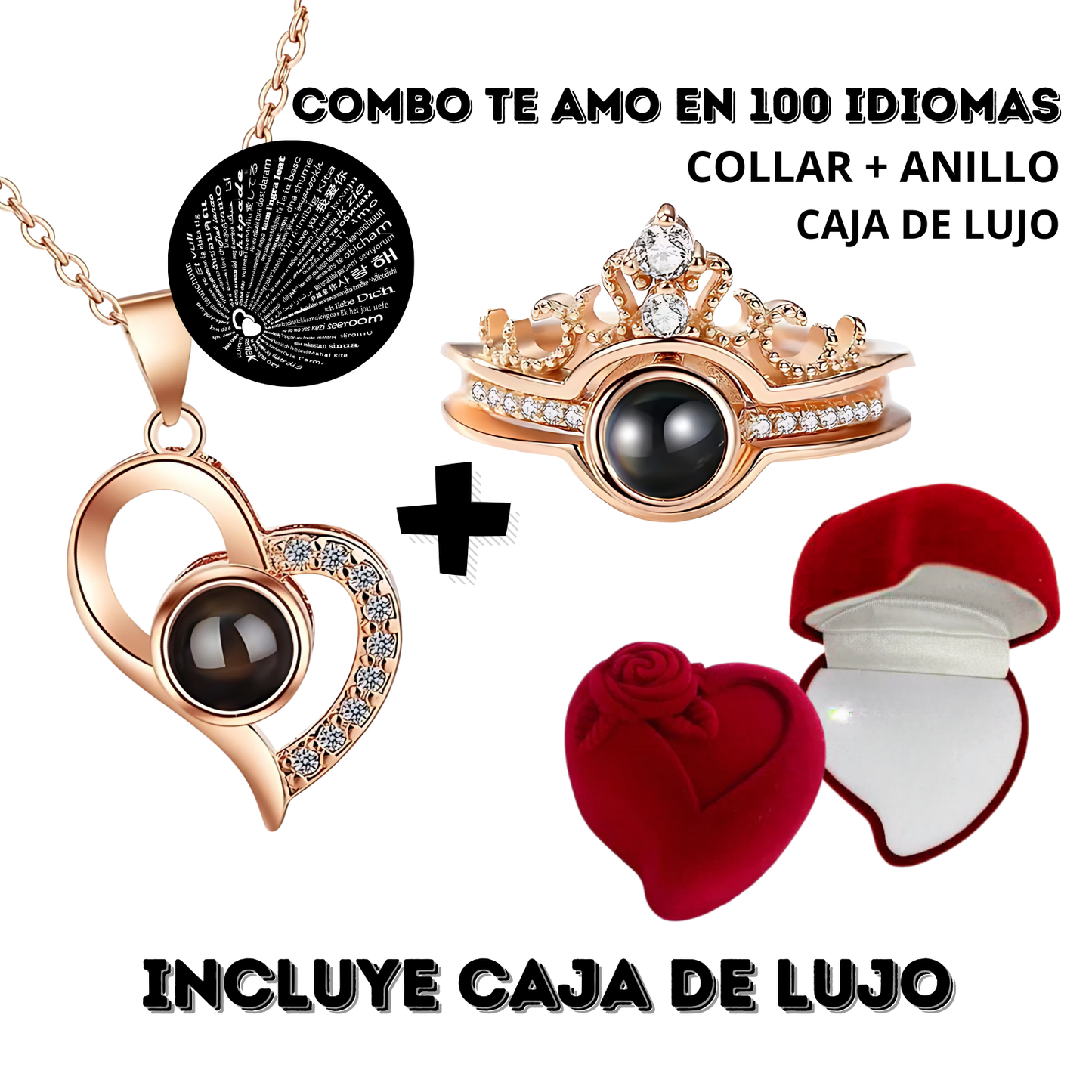 Combo Anillo + Collar - Te amo en 100 idiomas💖