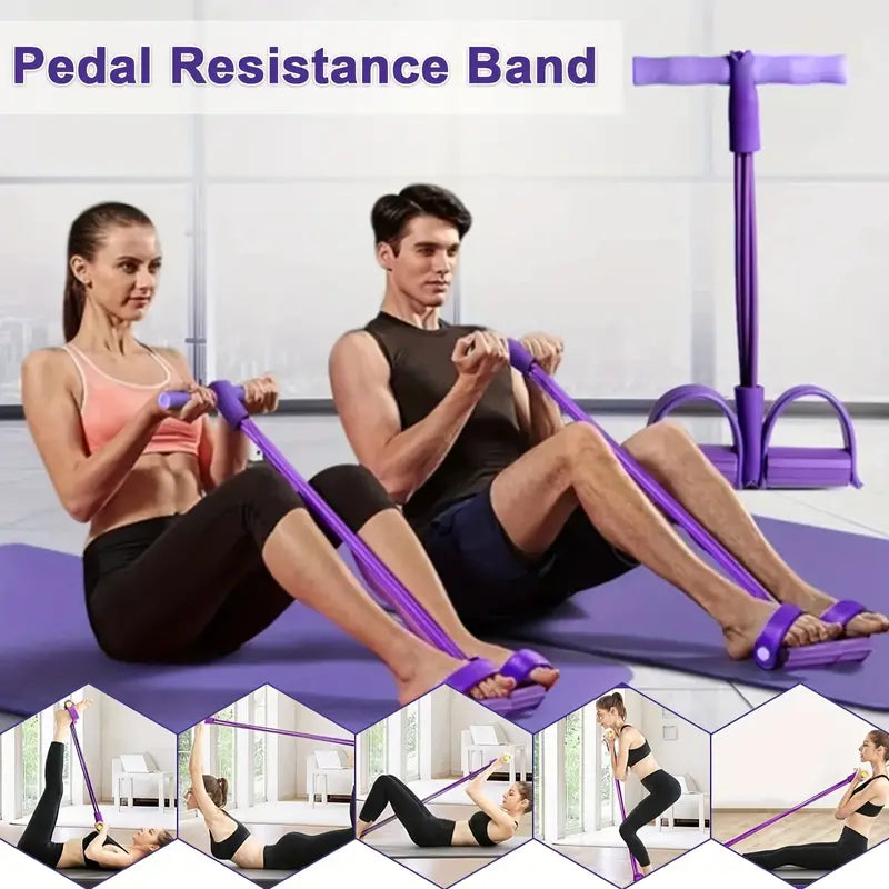 Conjunto De 2 Piezas, Cuerda De Tensión Multifuncional, Banda De Resistencia Elástica De 4 Tubos Para Pedal De Yoga